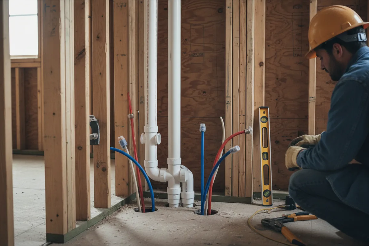 Drain and supply rough-in during Drain Cleaning in Gladwyne