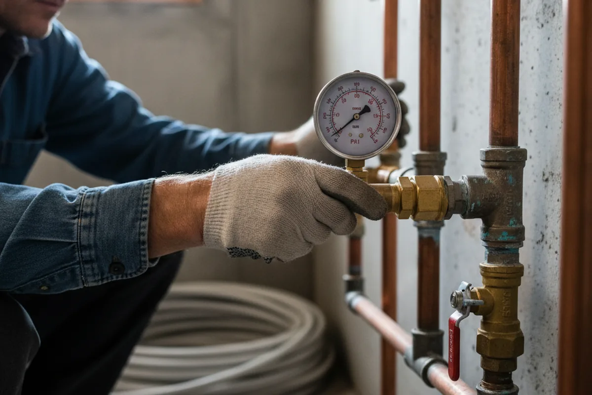 Pressure testing a repaired line during Water Line Repair in Gladwyne